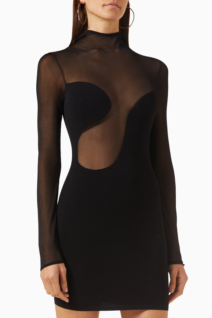 

Asymmetrical Bra Mini Dress in Viscose-blend, Black