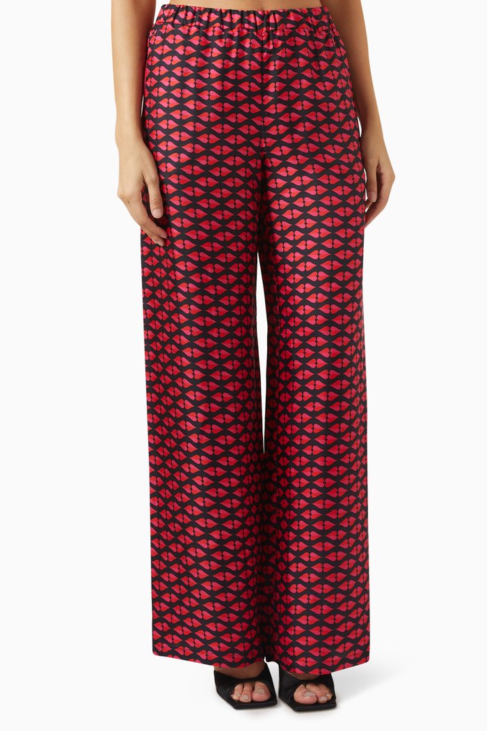 

Acciuga Printed Pants in Silk, Red