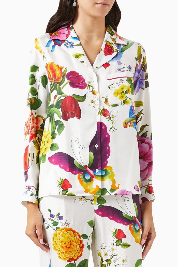 Caldaia Shirt in Silk, Purple