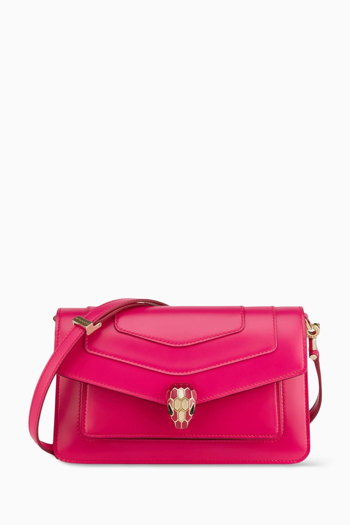 

Serpenti Forever East West Shoulder Bag in Calf Leather, Pink