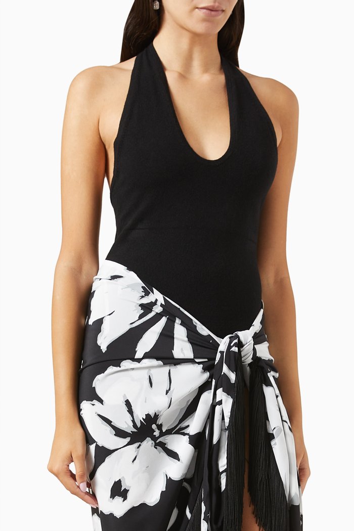 

Halterneck Bodysuit in Stretch Cashmere, Black