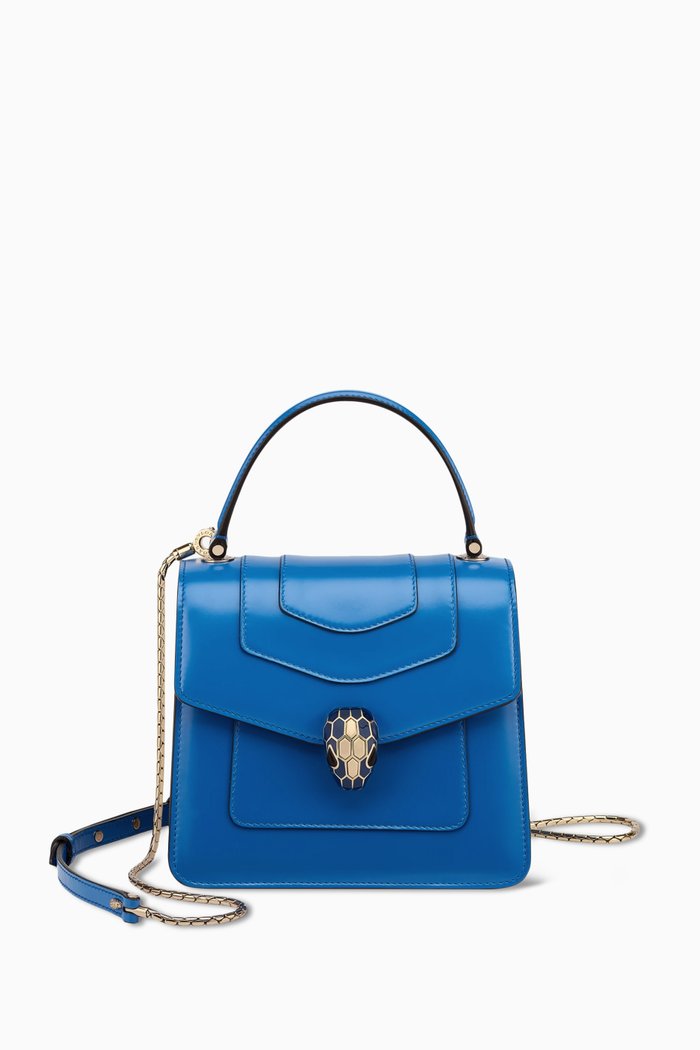 

Small Serpenti Forever Top Handle Bag in Calf Leather, Blue