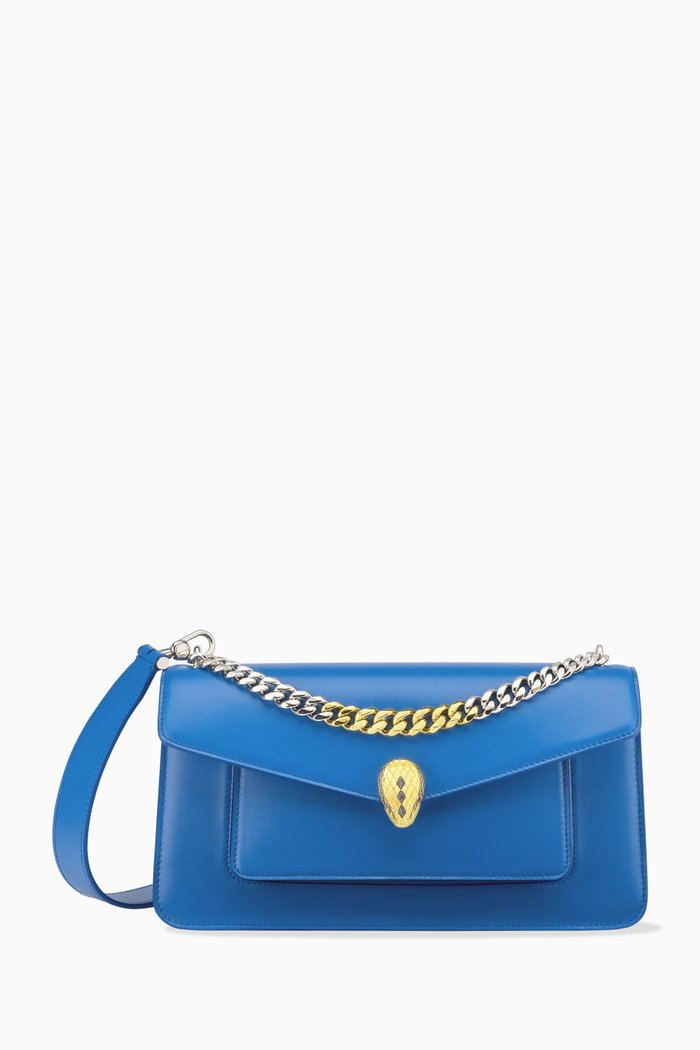 

Serpenti Forever East West Shoulder Bag in Calf Leather, Blue