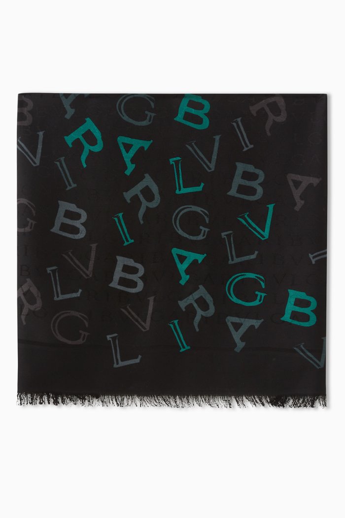 

Logomania Stole in Silk-blend, Black