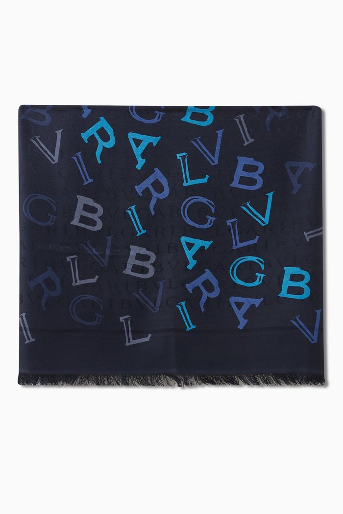 

Logomania Stole in Silk-blend, Blue