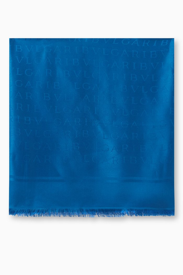 

Logomania Stole in Silk, Blue