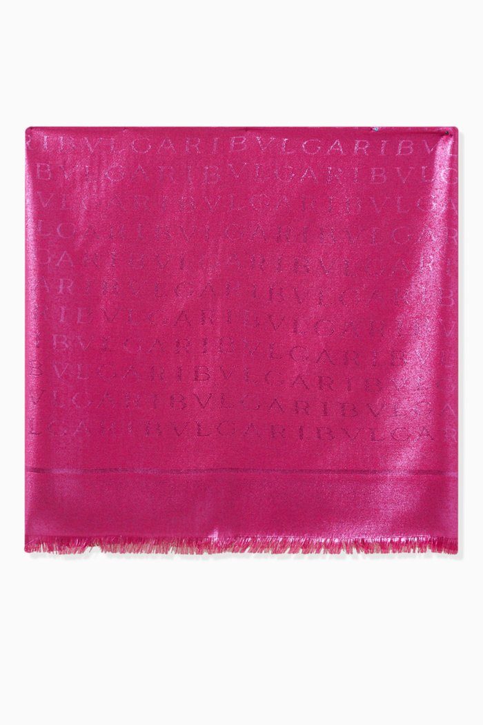 

Logomania Stole in Silk, Pink