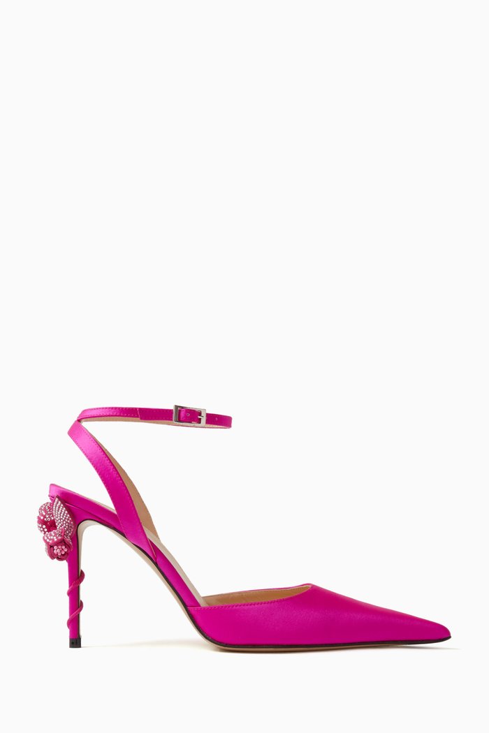 Wonder Tulip 95 Pumps in Satin, Pink