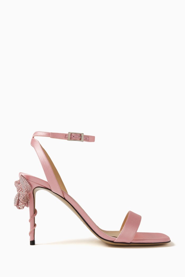Wonder Tulip 95 Sandals in Satin, Pink