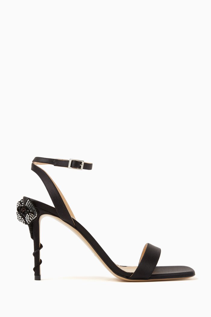 

Wonder Tulips 95 Slingback Sandals in Satin, Black