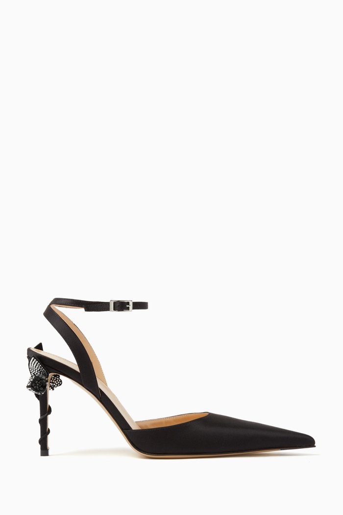 

Wonder Tulips 95 Slingback Pumps in Satin, Black