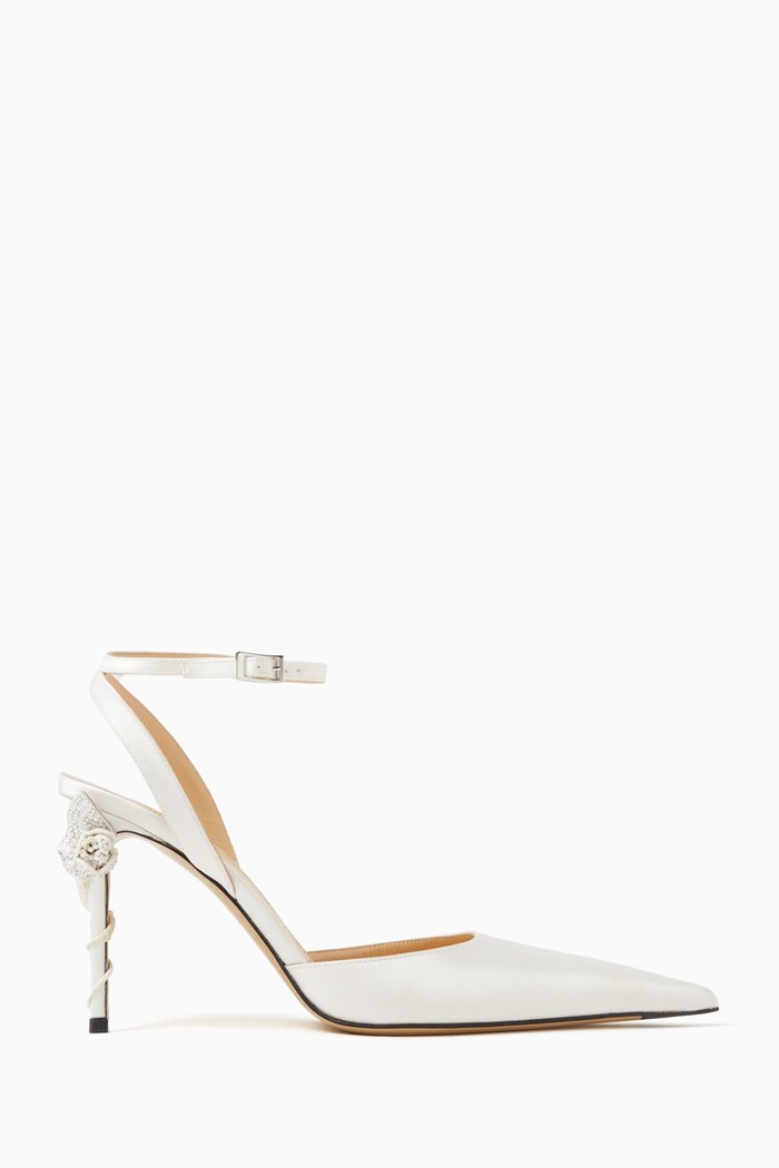 

Wonder Tulips 95 Slingback Pumps in Satin, White
