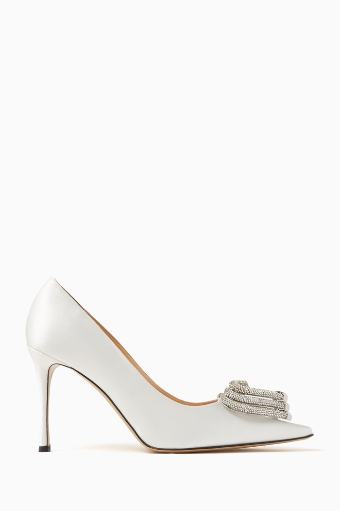 

Triple Heart 95 Pumps in Satin, White