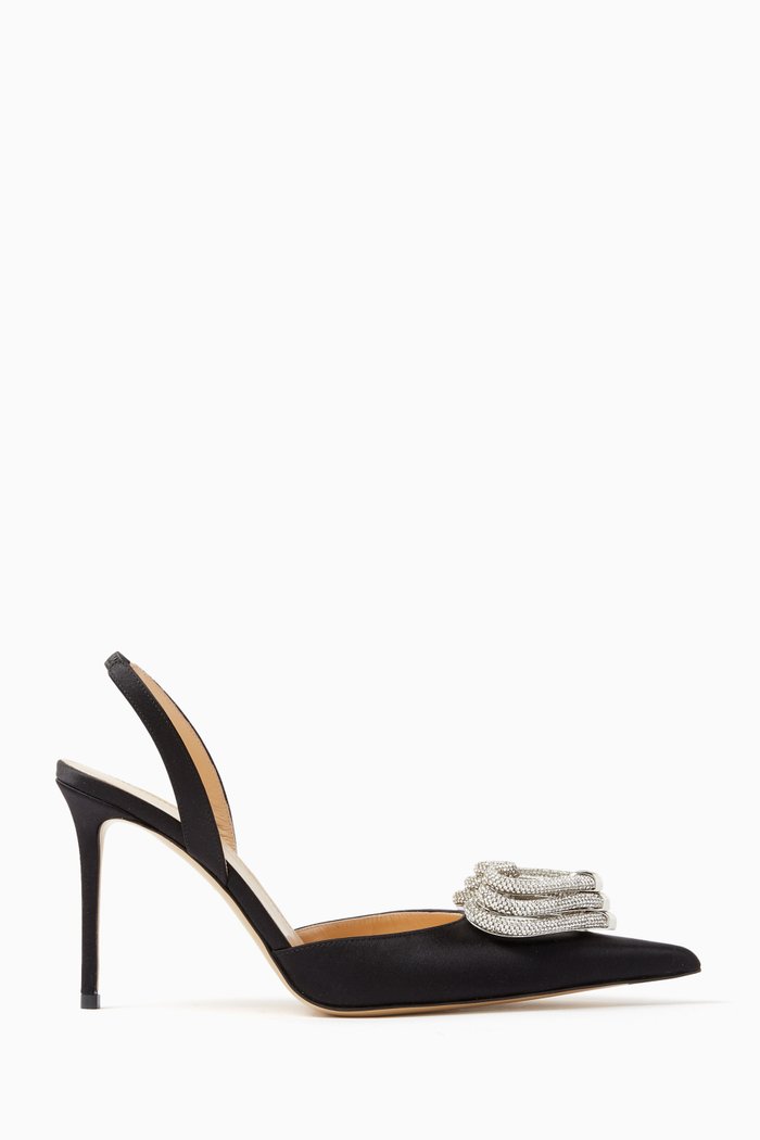 

Triple Heart 95 Slingback Pumps in Satin, Black
