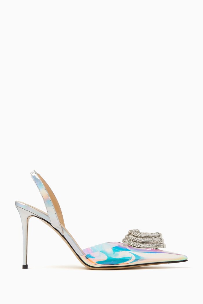 

Triple Heart 95 Slingback Pumps in Iridescent PVC, Silver