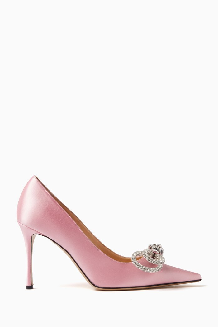 

Double Bow 95 Pumps in Satin, Pink