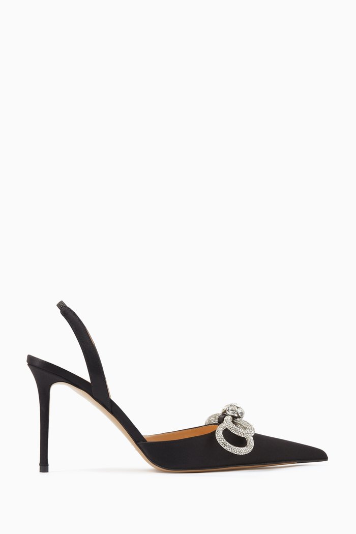 

Double Bow 95 Slingback Pumps in Satin, Black