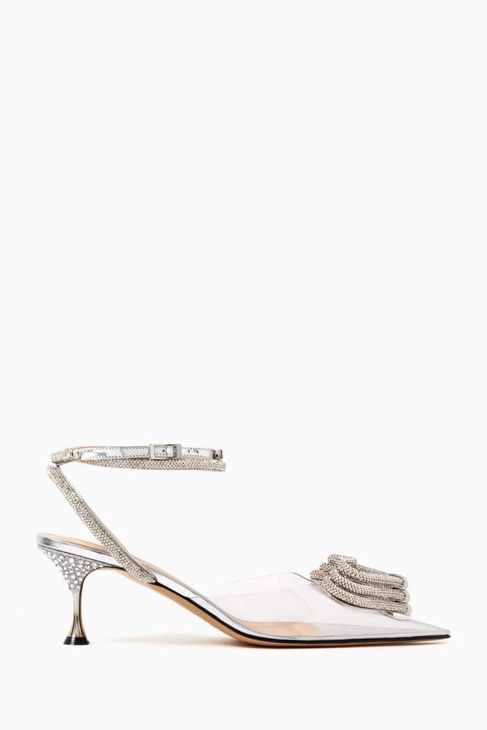

Triple Heart 65 Platform Pumps in PVC, Silver