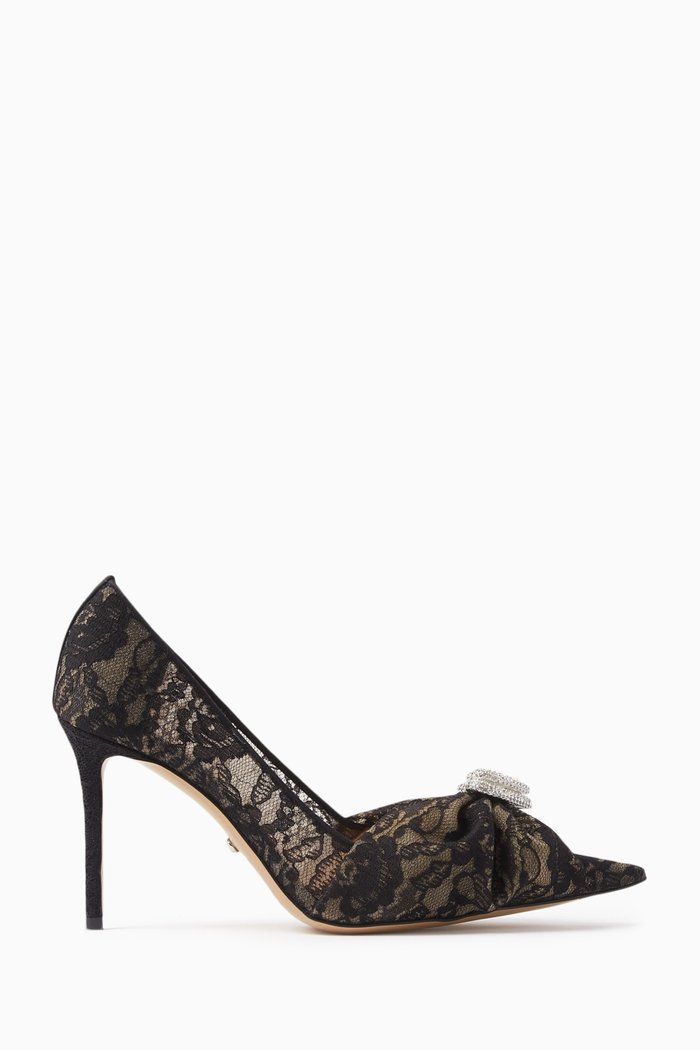 Double Heart 95 Pumps in Lace, Black