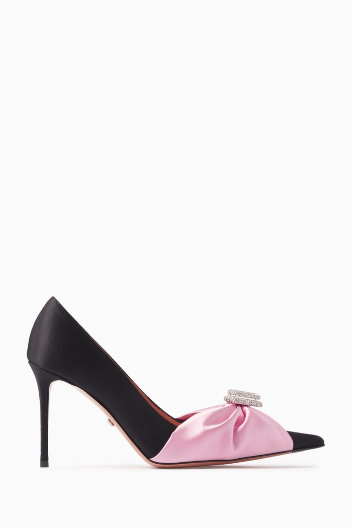 Double Heart 95 Pumps in Silk-satin, Pink