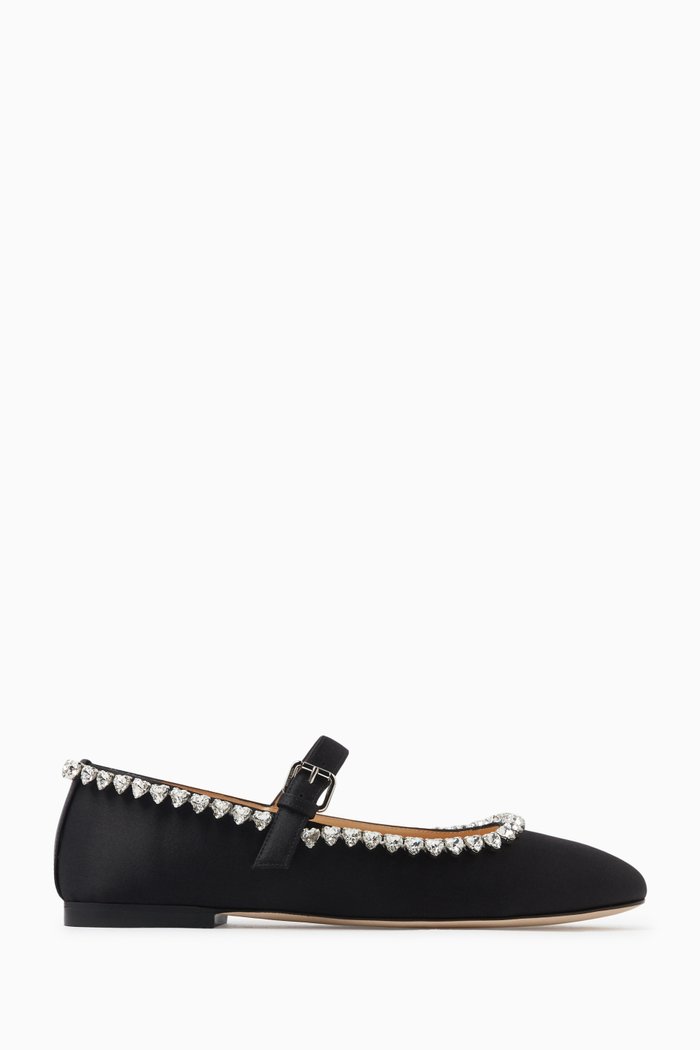 

Triple Heart Crystal-embellished Flat Sandals in Patent-leather, Black