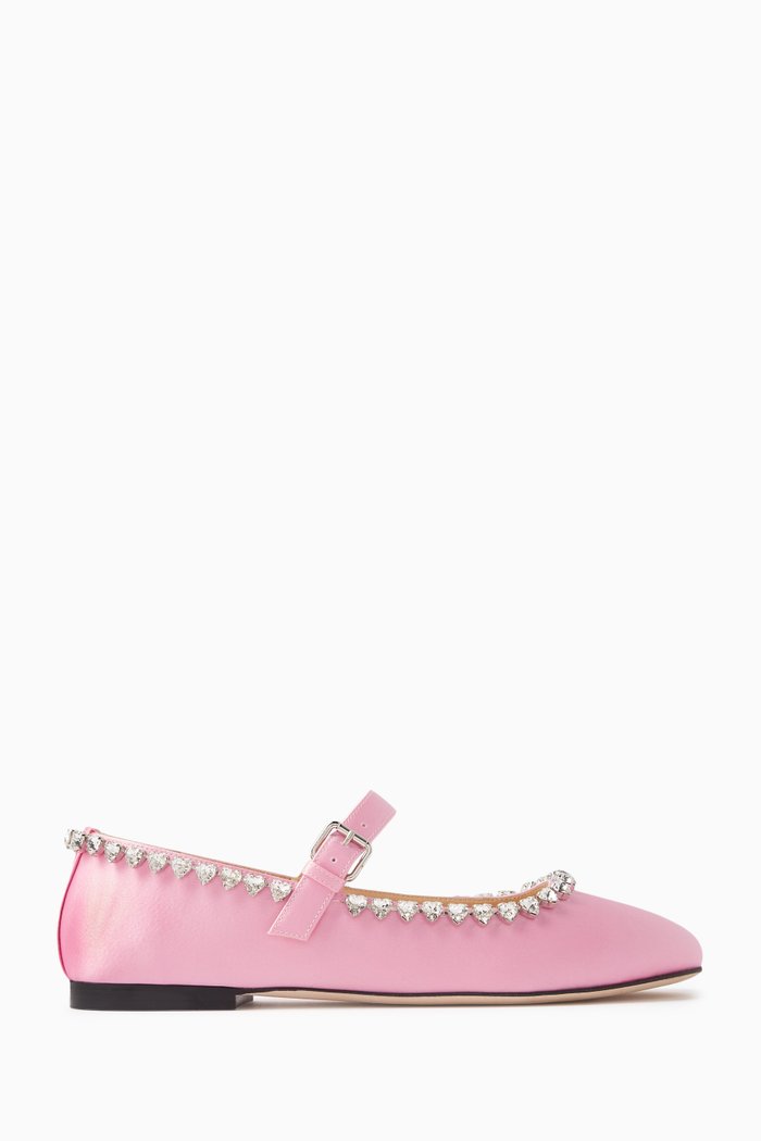 

Audrey Ballerina Flats in Satin, Pink