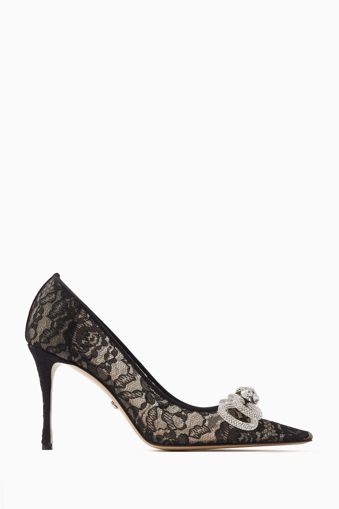 

Double Bow 95 Pumps in Lace, Black