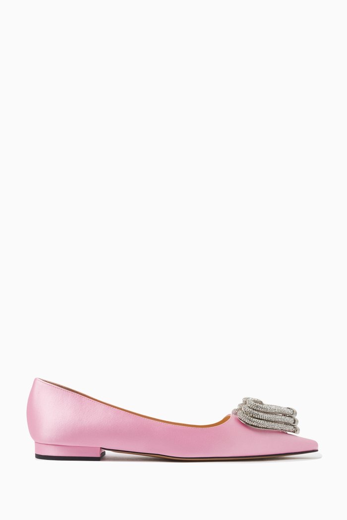 

Audrey Ballerina Flats in Satin, Pink