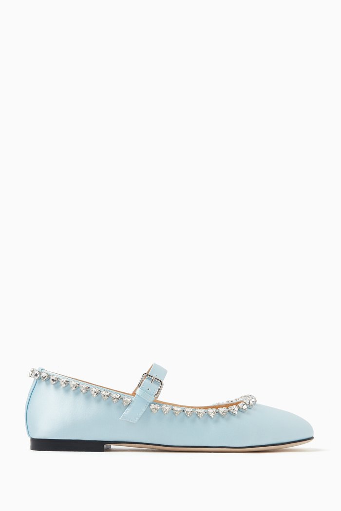 

Audrey Ballerina Flats in Satin, Blue