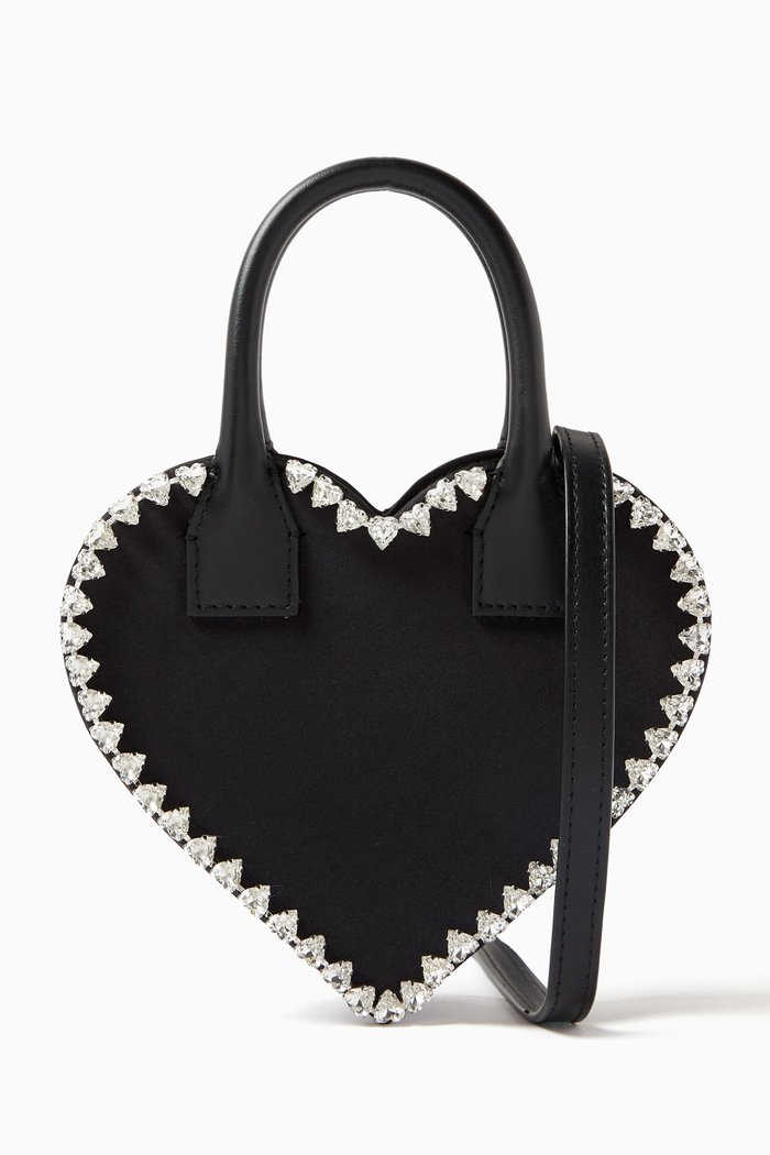 

Mini Audrey Crystal Trim Bag in Satin, Black