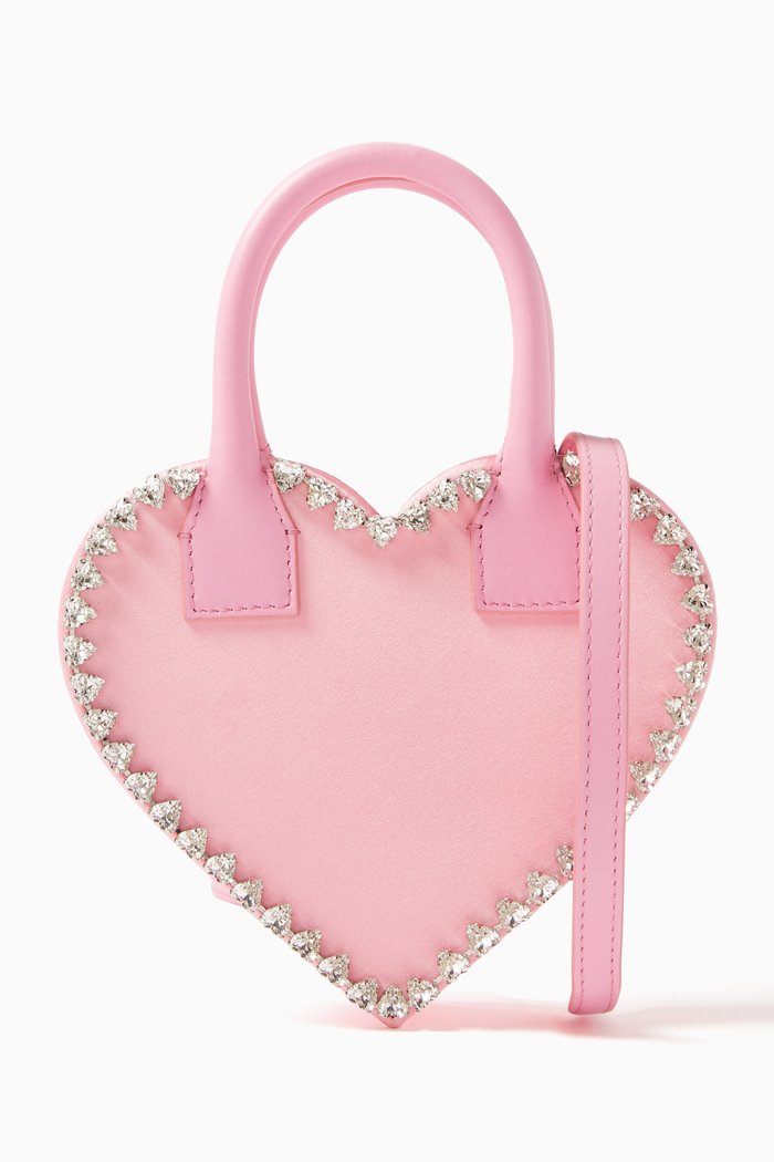 

Mini Audrey Crystal Trim Bag in Satin, Pink