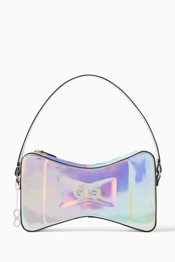 

Large Bow-shaped Bag in Iridescent Leather, Silver