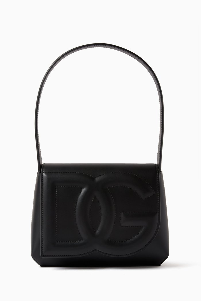 

DG Logo Shoulder Bag in Smooth Leather, Black