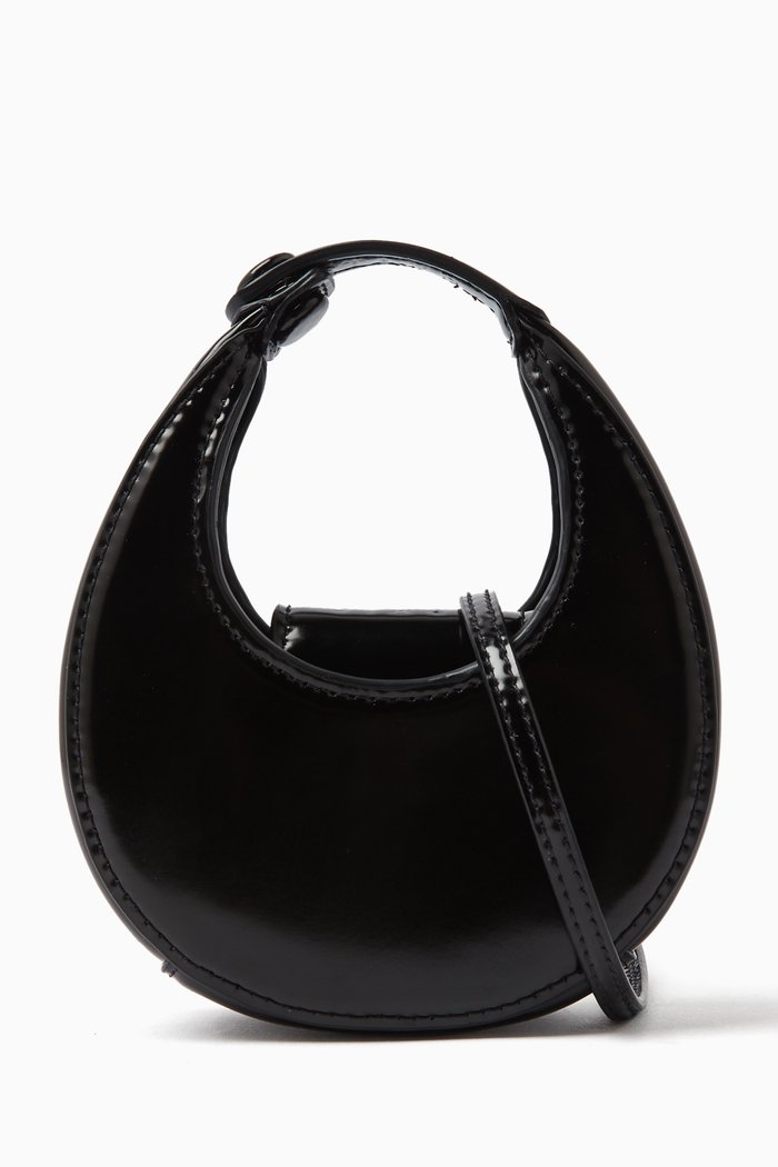 

Micro Moon Bag in Shiny Leather, Black