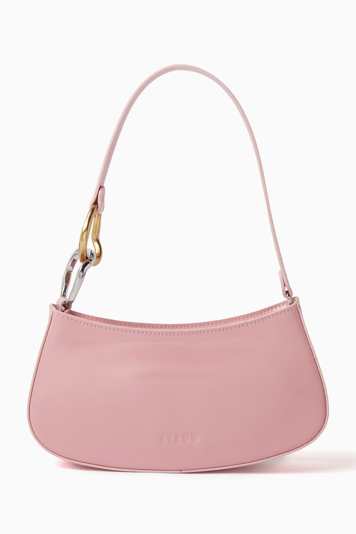 Ollie Shoulder Bag in Shiny Leather, Pink