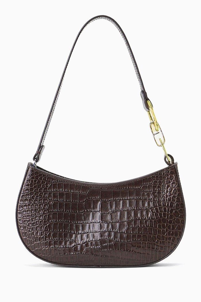 

Brady Shoulder Bag in Croc-embossed Leather, Brown