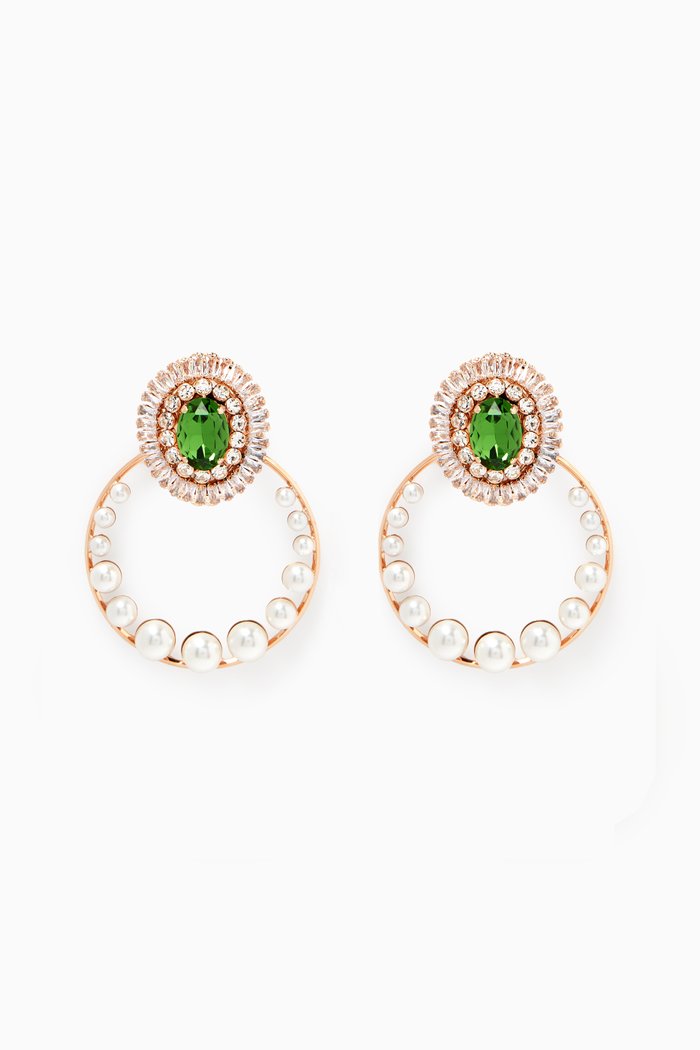 

Tourmaline Pearl Earrings in Gold-plated Brass, Green
