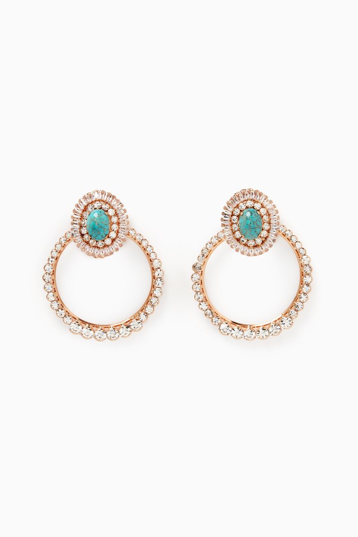 

Turquoise Crystal Earrings in Gold-plated Brass, Blue