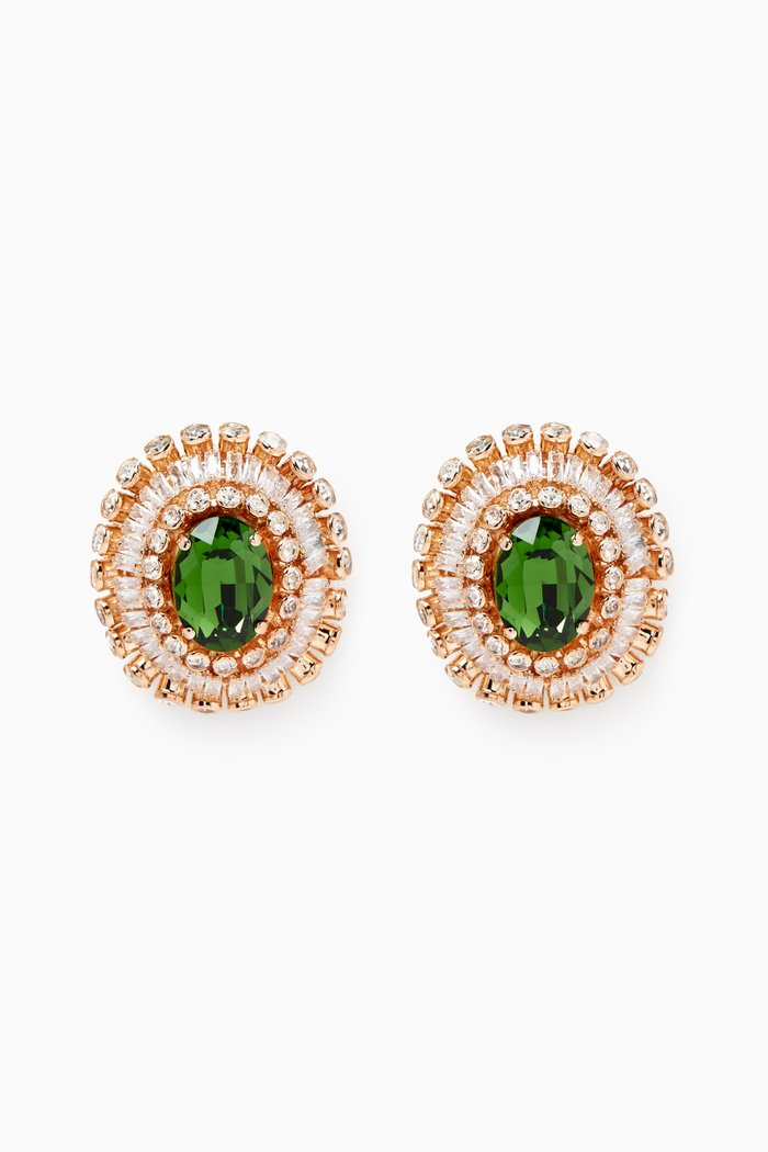 

Tourmaline Cluster Stud Earrings in Gold-plated Brass, Green