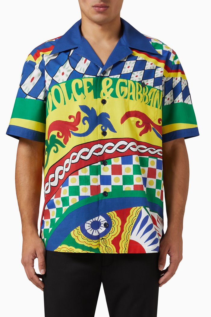 

Carretto Print Shirt in Cotton Poplin, Multicolour