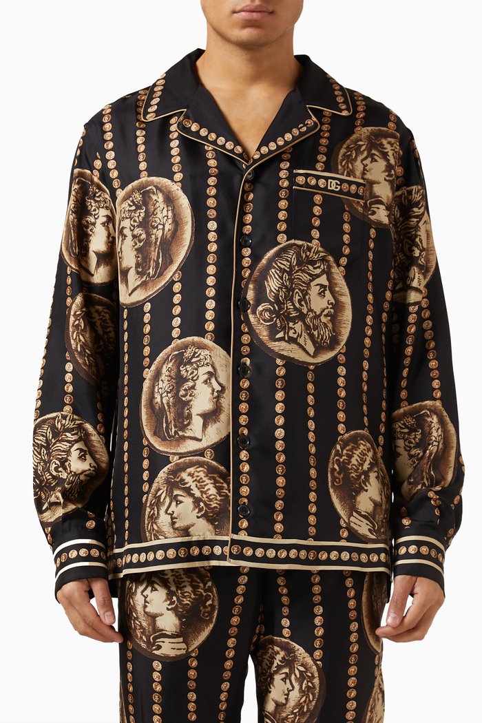 

Coin-print Shirt in Silk-twill, Multicolour