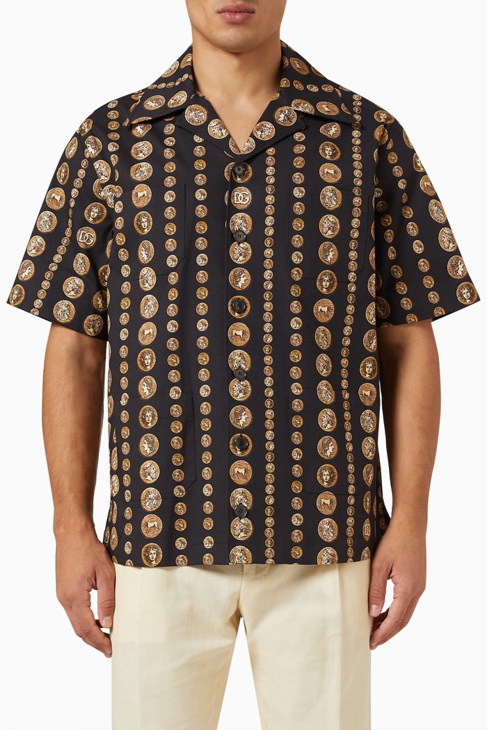 

Coin Print Shirt in Stretch Drill Cotton, Multicolour