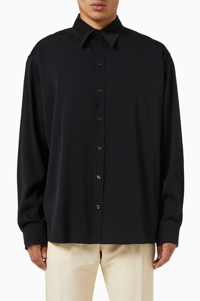 

Shirt in Stretch Silk Charmeuse, Black