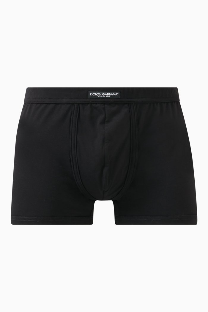 Logo Boxers in Stretch Cotton, Black