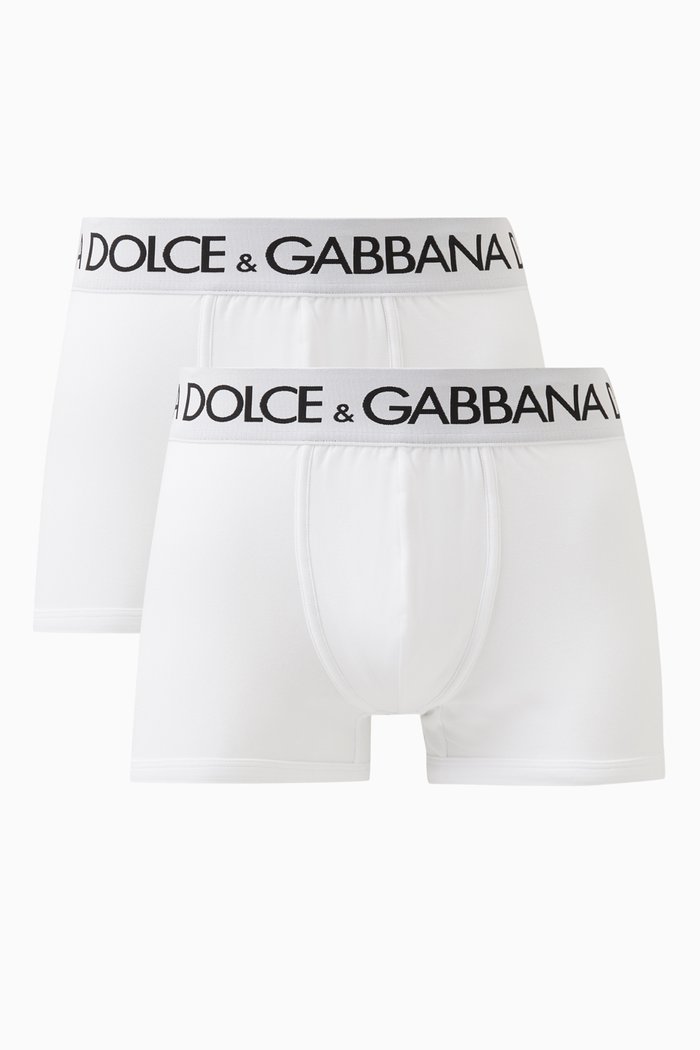 

Logo Print Boxers in Cotton Stretch, Set of 2, White