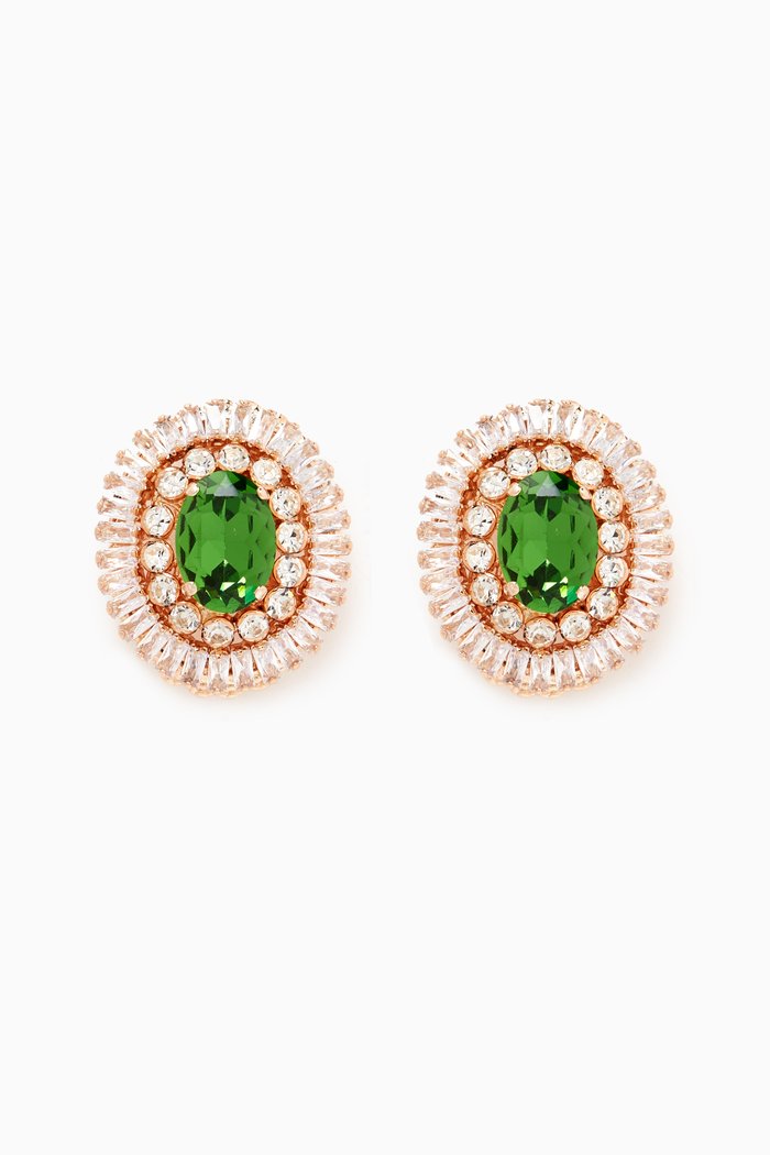 

Tourmaline Cluster Stud Earrings in Gold-plated Brass, Green