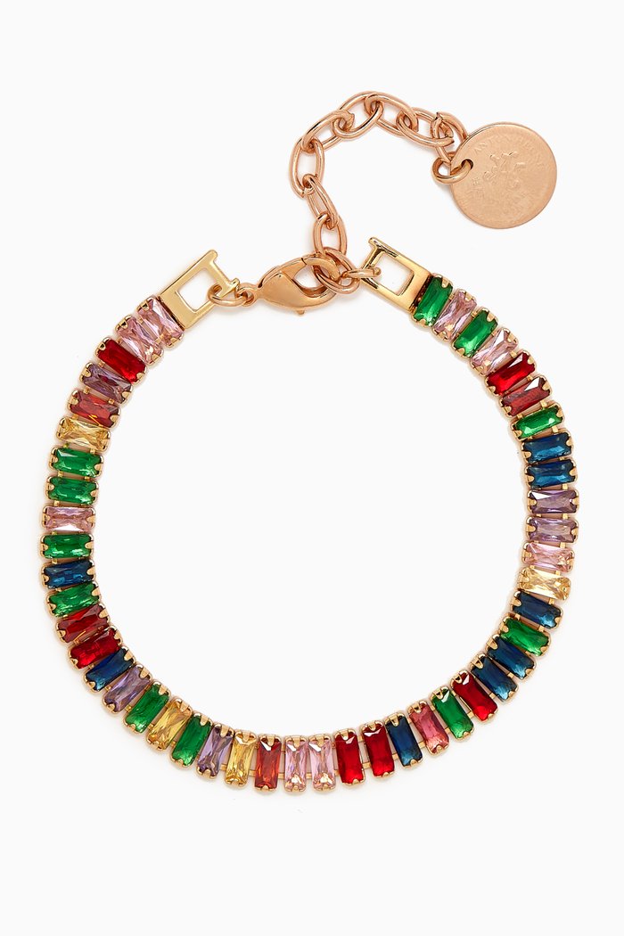 

Rainbow Tennis Bracelet in Gold-plated Brass, Multicolour