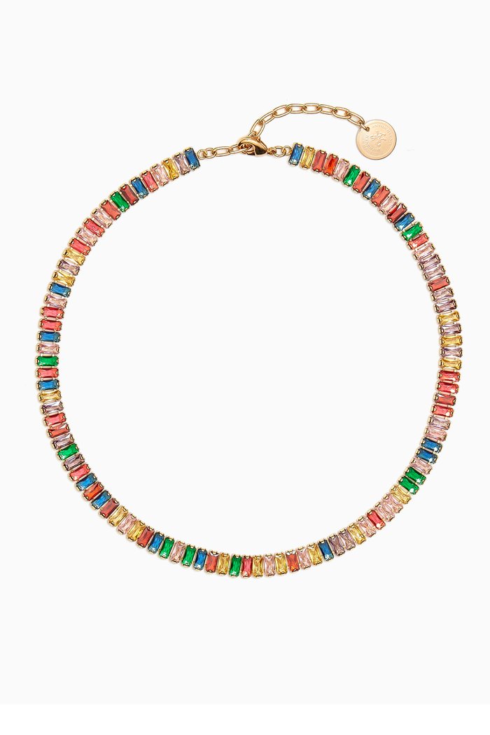 

Rainbow Eternity Necklace in Gold-plated Brass, Multicolour