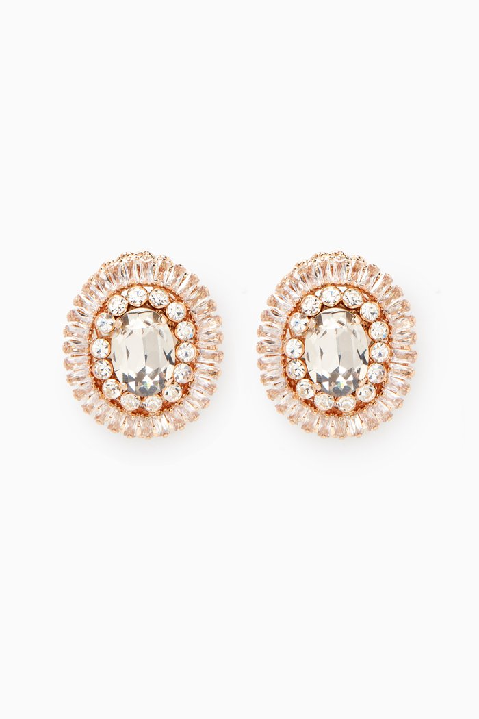 

Small Crystal Cluster Stud Earrings in Gold-plated Brass, White