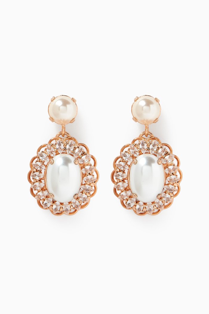 

Pearl Princess Drop Earrings in Gold-plated Brass, White
